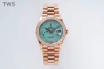 ROLEX Rose Gold Day-date Replica Automatic Movement High Quality Steel 36mm Blue Watch